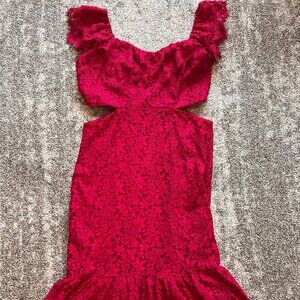 Fuschia cocktail dress with cutouts